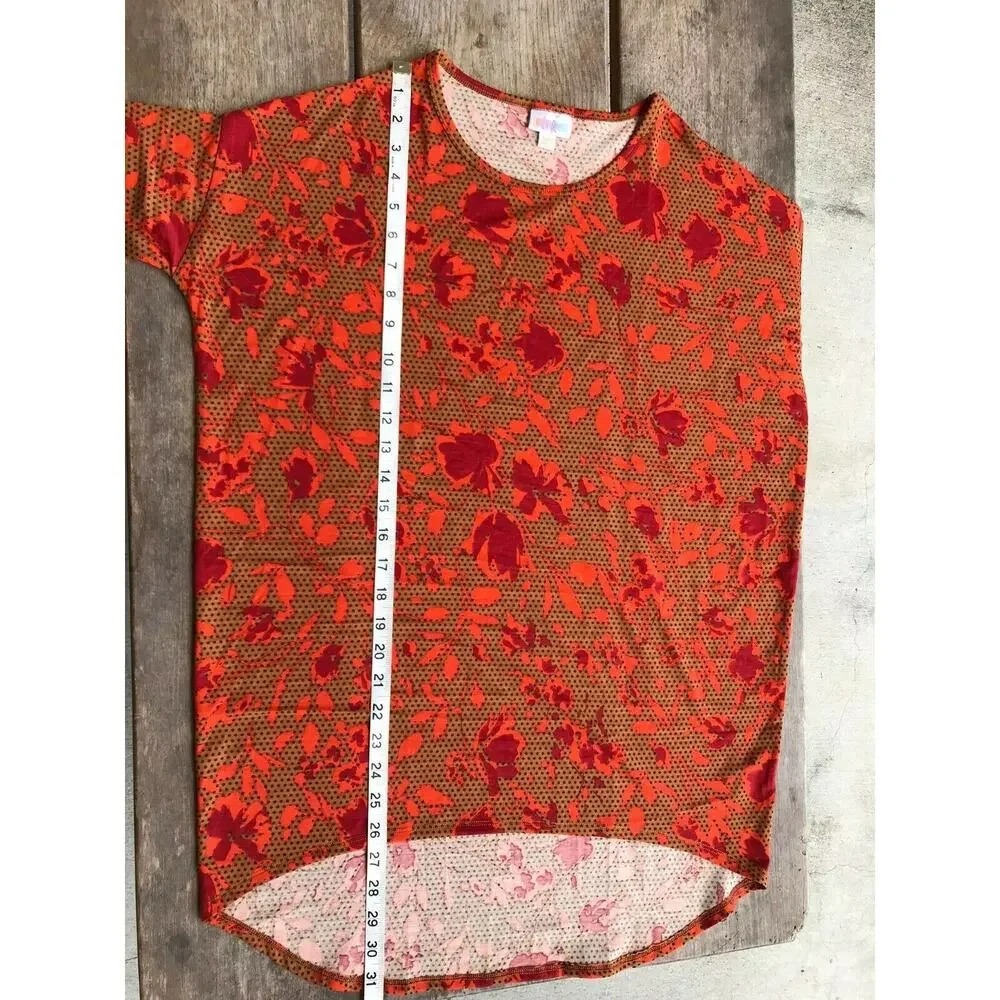 LuLaRoe Orange Brown Red Blue Irma Top Tunic XXS NEW NWT Polka Dot - Picture 6 of 8